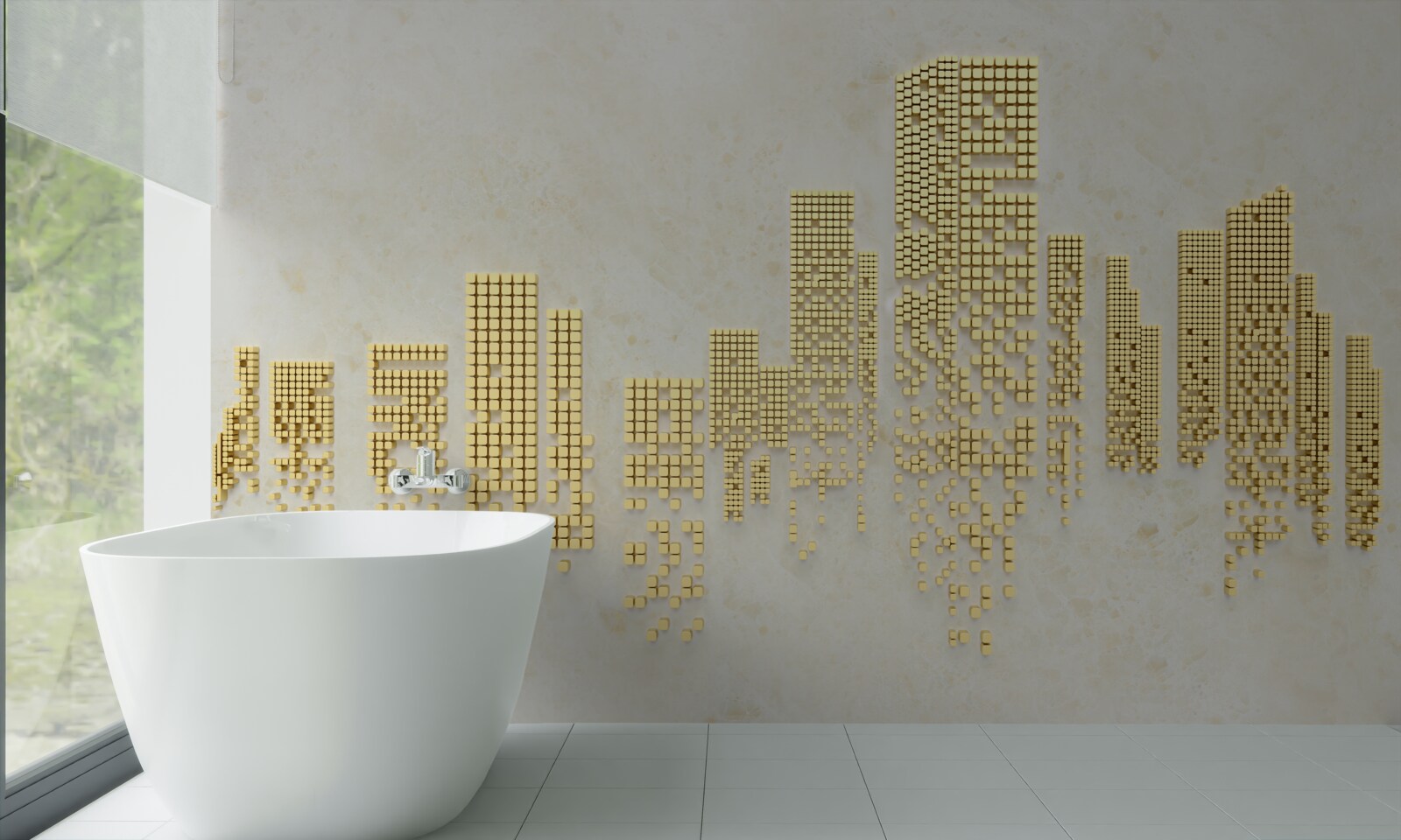 Fototapeta mieszkania ze złotych kostek