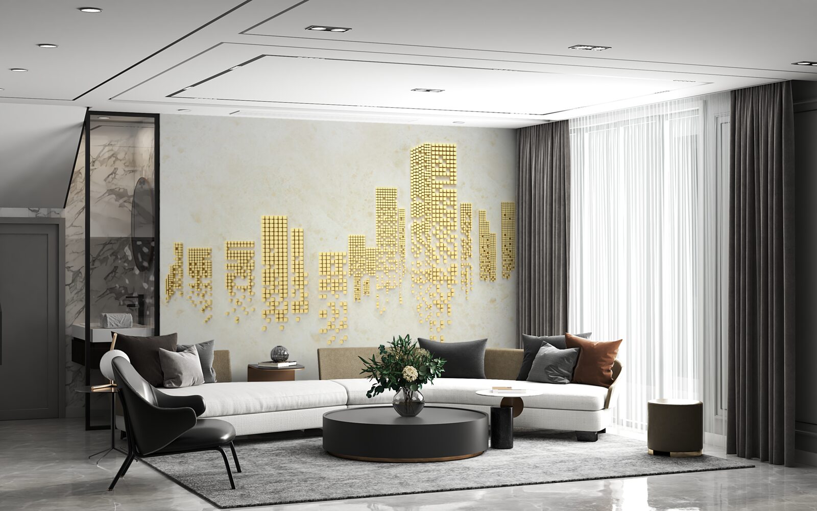 Fototapeta mieszkania ze złotych kostek