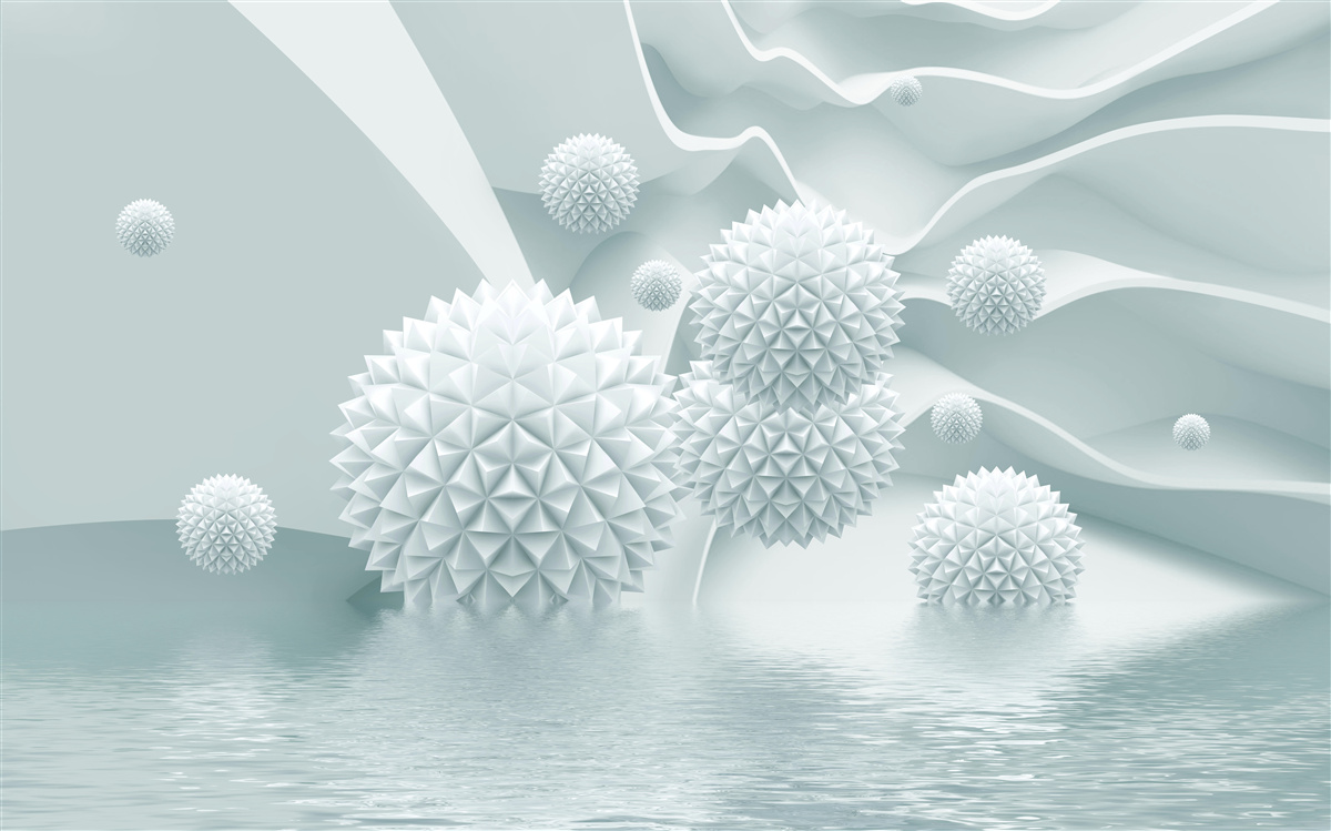 Fototapeta kule są białe i ostre, unoszą się w stanie nieważkości