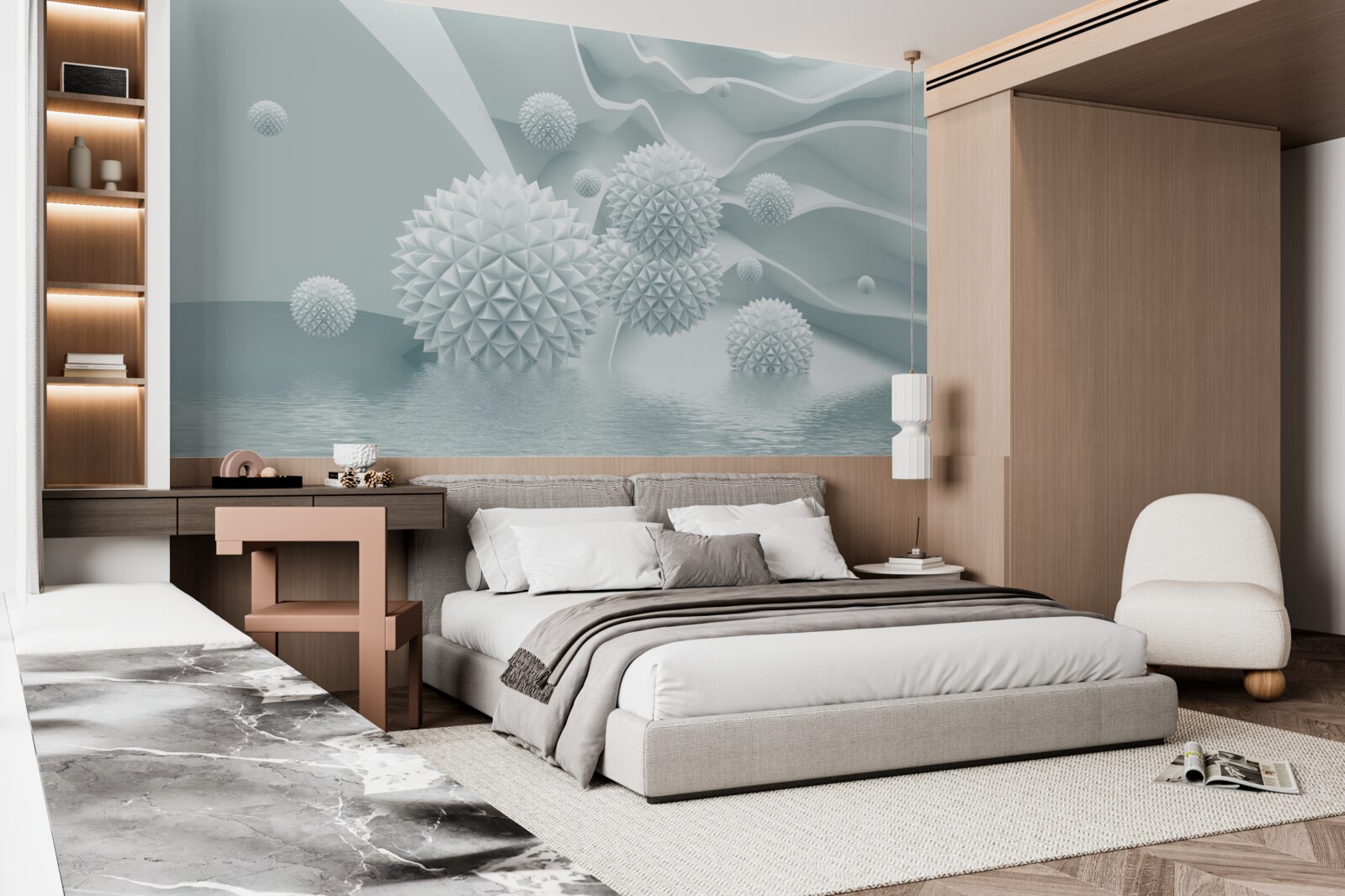 Fototapeta kule są białe i ostre, unoszą się w stanie nieważkości