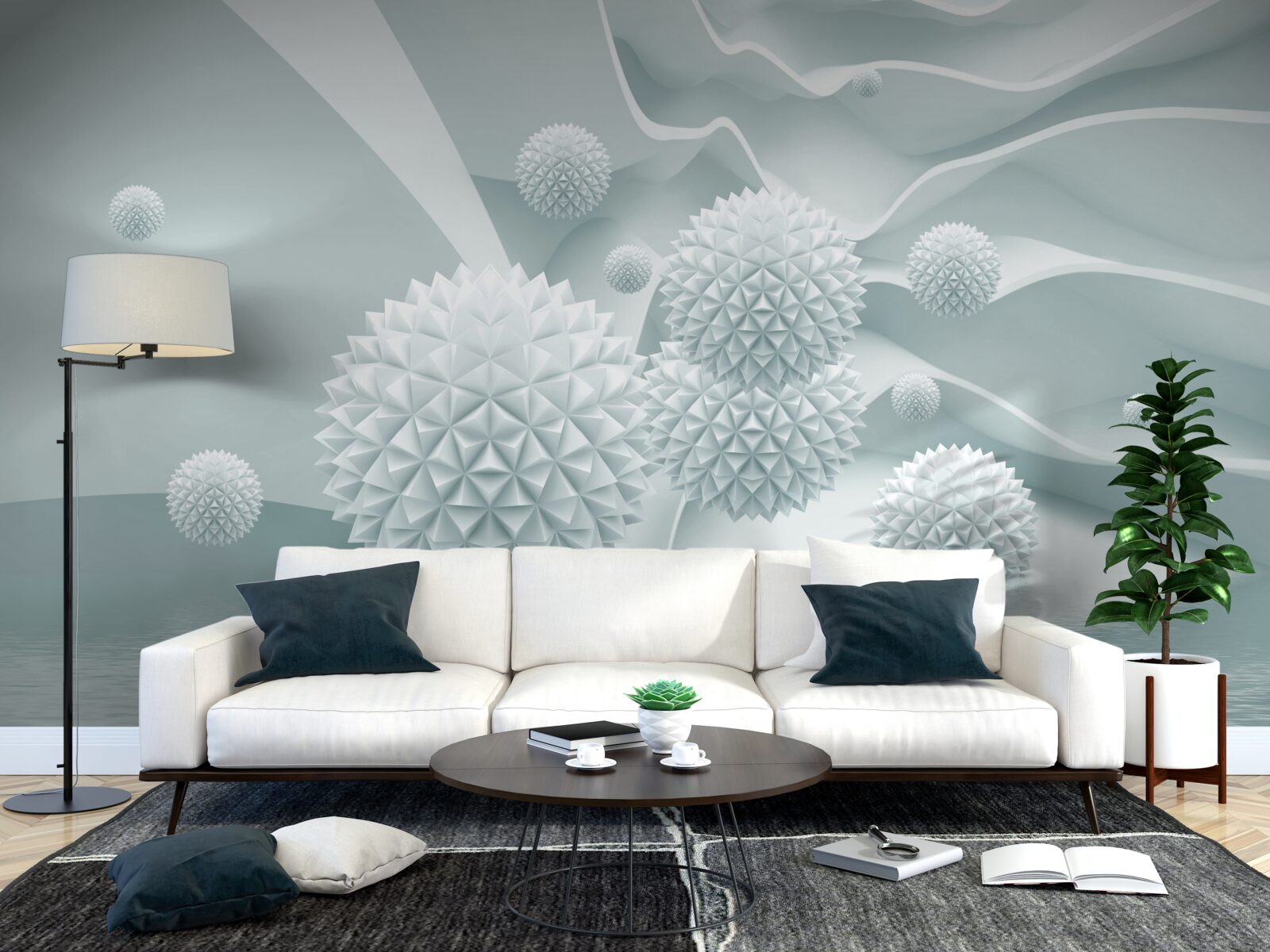 Fototapeta kule są białe i ostre, unoszą się w stanie nieważkości