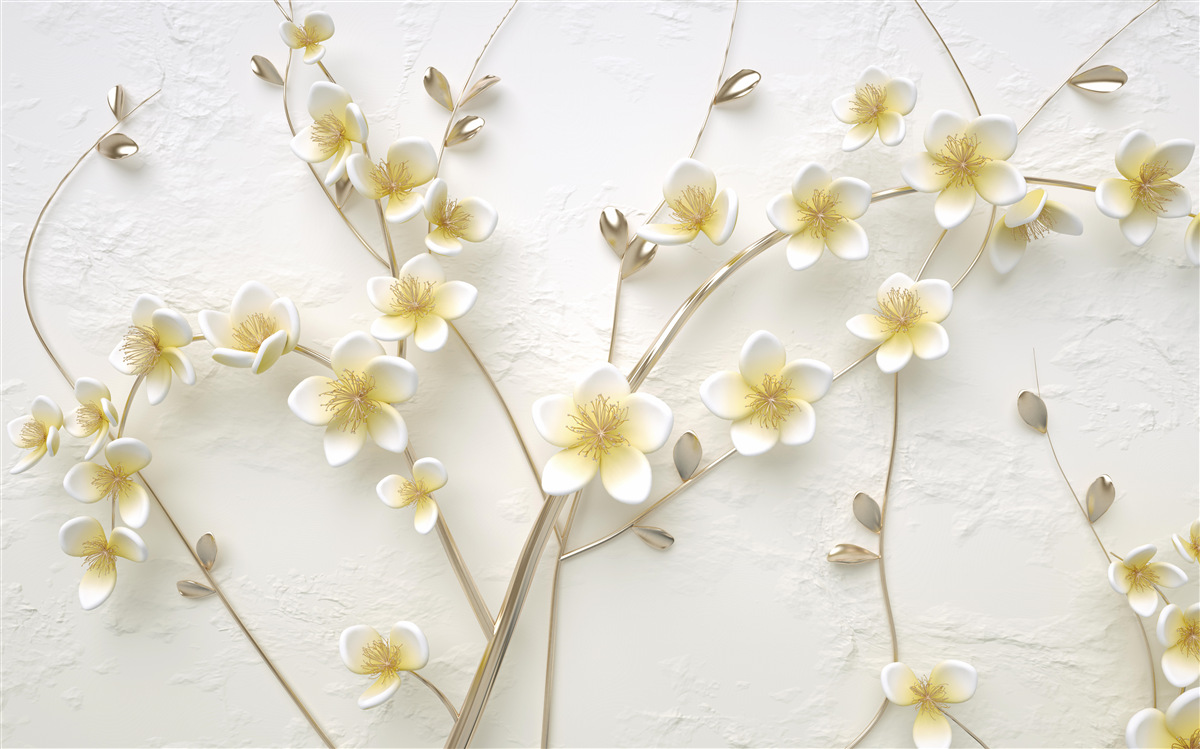 Fototapeta białe gałęzie magnolii z żółtym rdzeniem