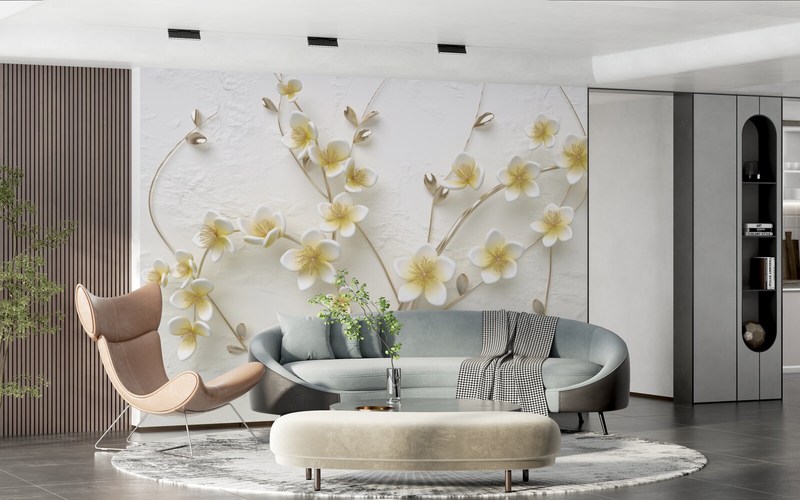 Fototapeta białe gałęzie magnolii z żółtym rdzeniem