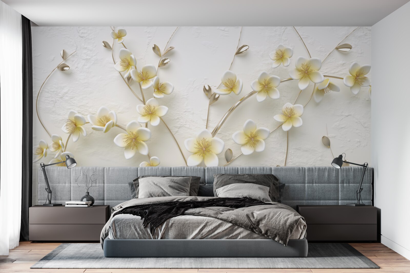 Fototapeta białe gałęzie magnolii z żółtym rdzeniem