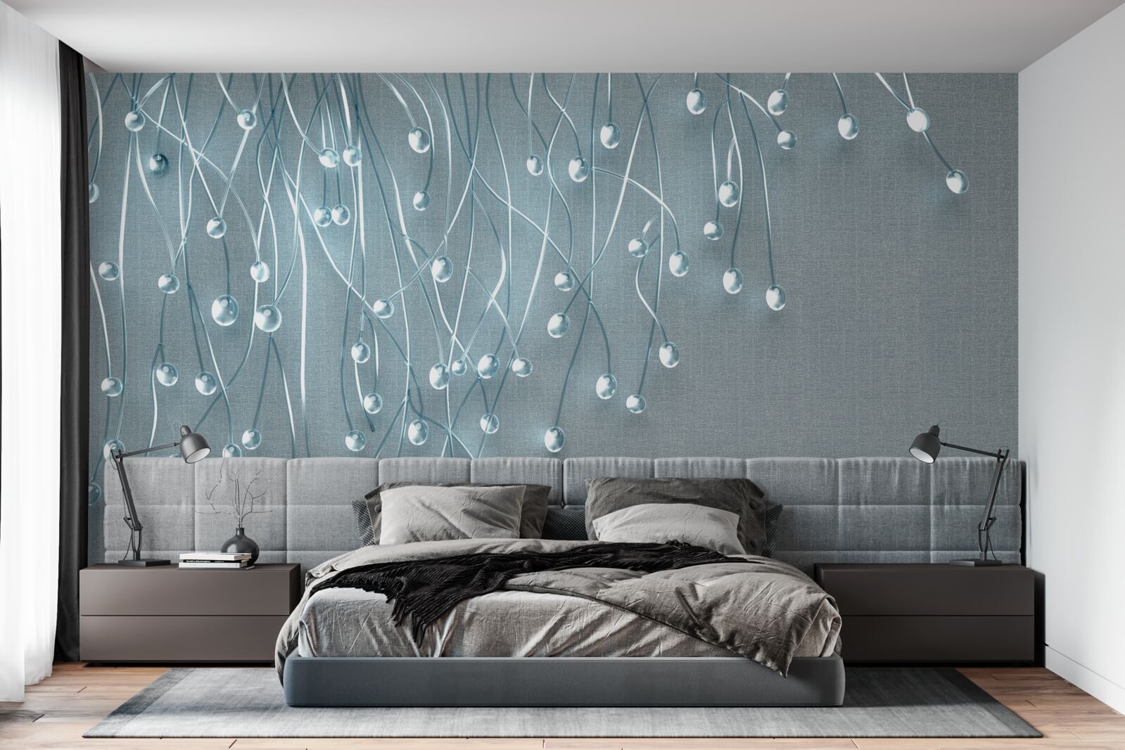 Fototapeta abstrakcyjne obrazy pionowo ułożonych kwiatów na gałęziach