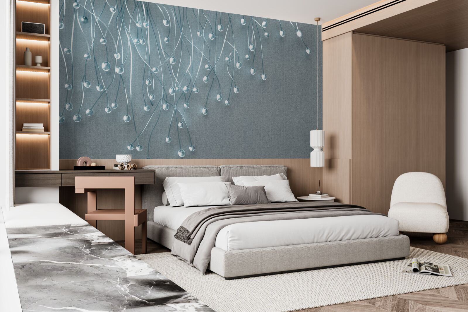 Fototapeta abstrakcyjne obrazy pionowo ułożonych kwiatów na gałęziach