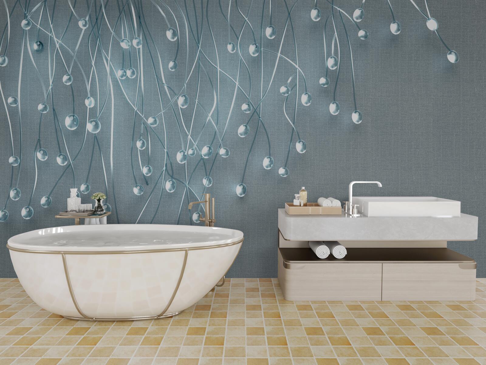 Fototapeta abstrakcyjne obrazy pionowo ułożonych kwiatów na gałęziach