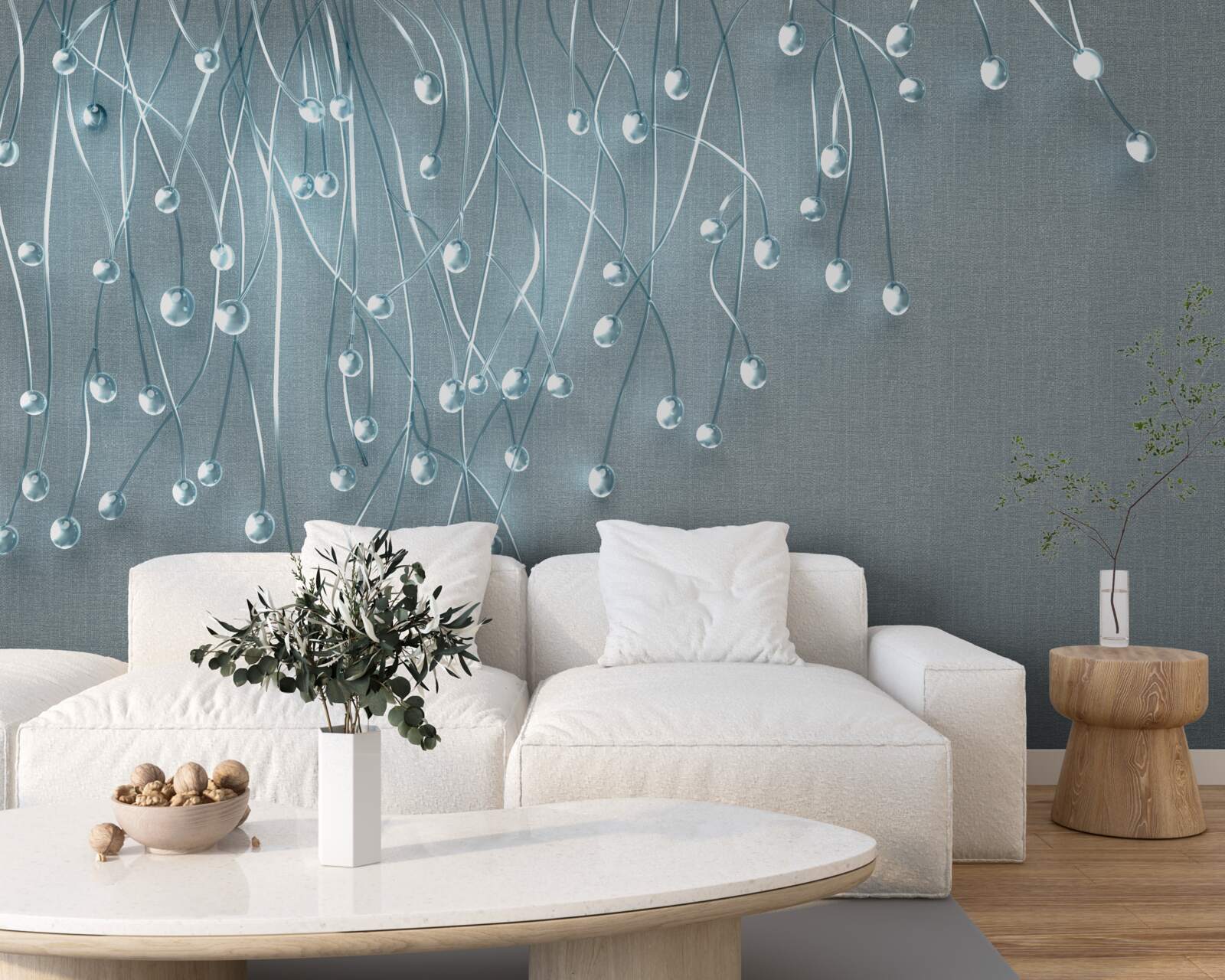 Fototapeta abstrakcyjne obrazy pionowo ułożonych kwiatów na gałęziach