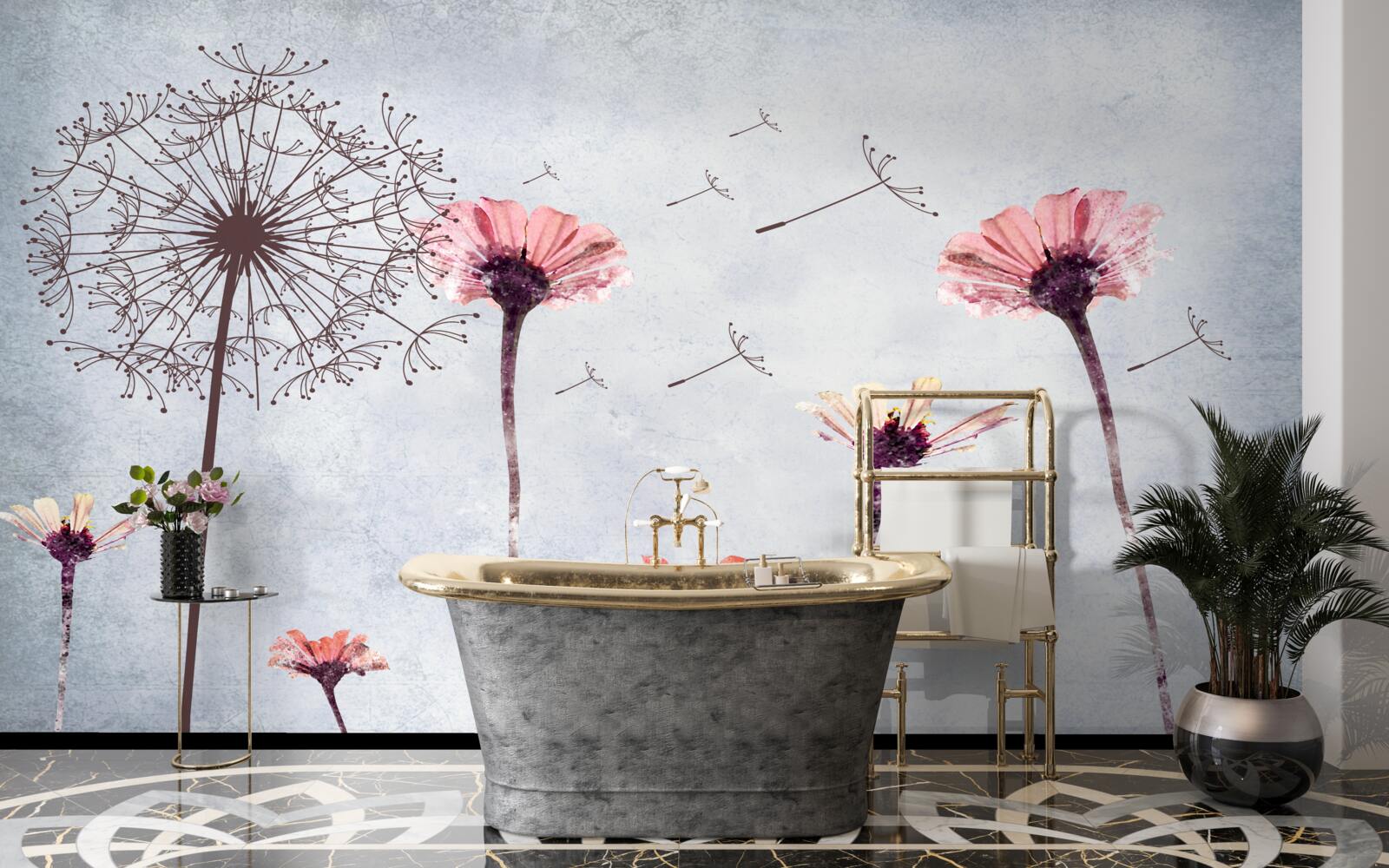 Fototapeta maki i gerbery pod silnymi podmuchami wiatru