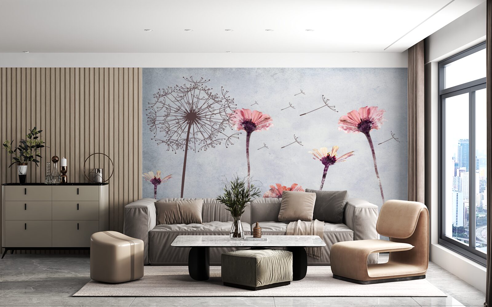 Fototapeta maki i gerbery pod silnymi podmuchami wiatru