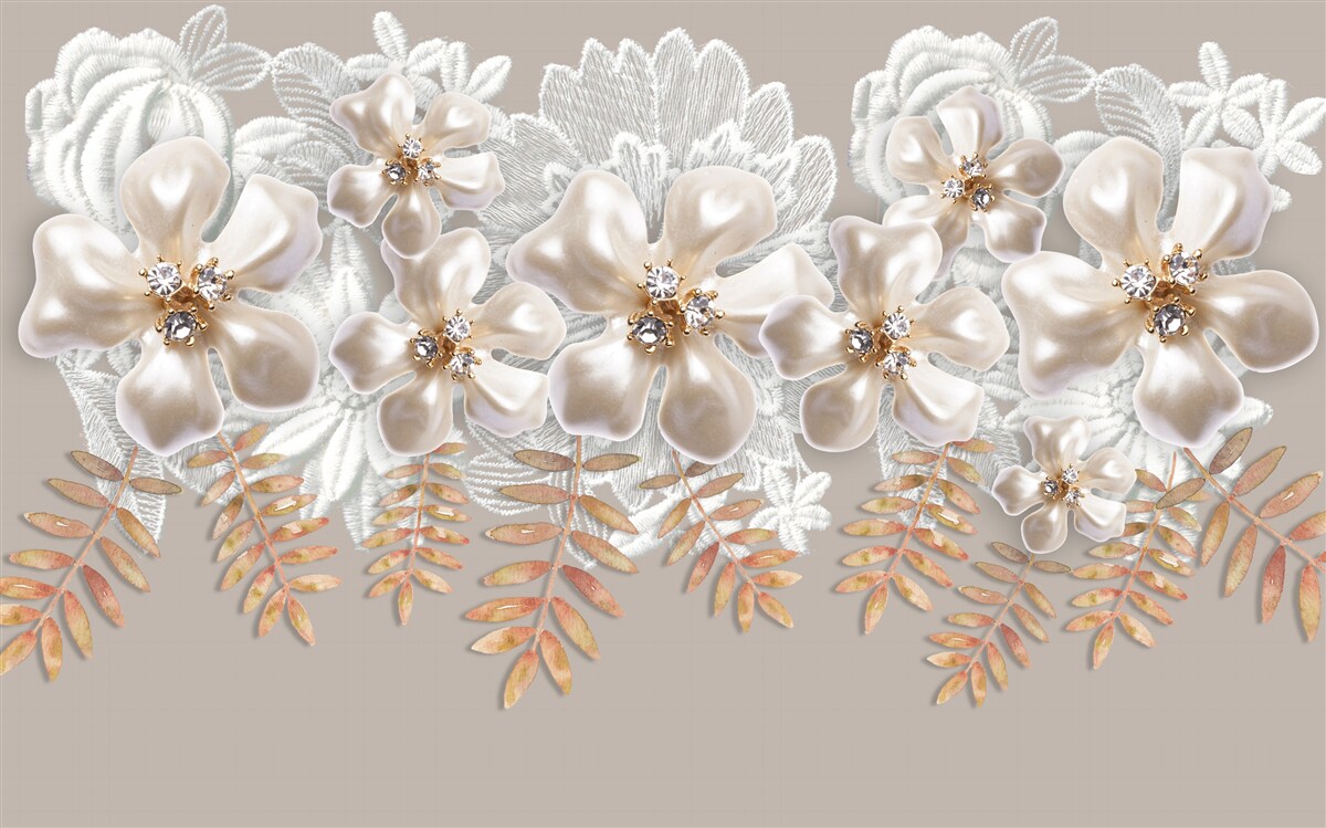 Fototapeta białe pąki, lśniące jasnym pięknem, na złotych gałęziach