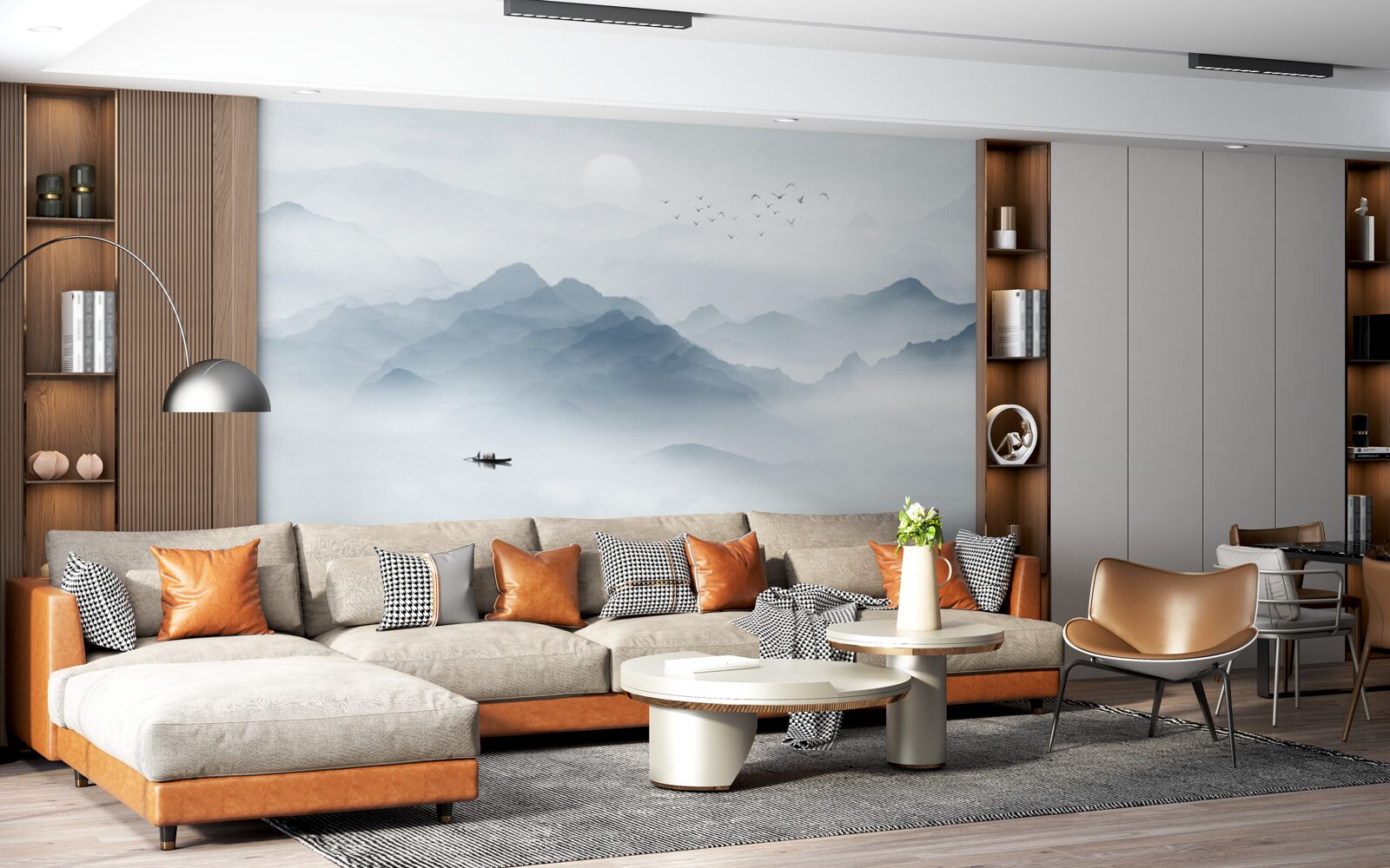 Fototapeta mgła gęstniała w górach i rybak został sam ze sobą