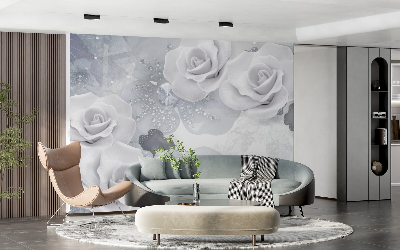 Fototapeta zestaw białych kwiatów na niebieskim tle