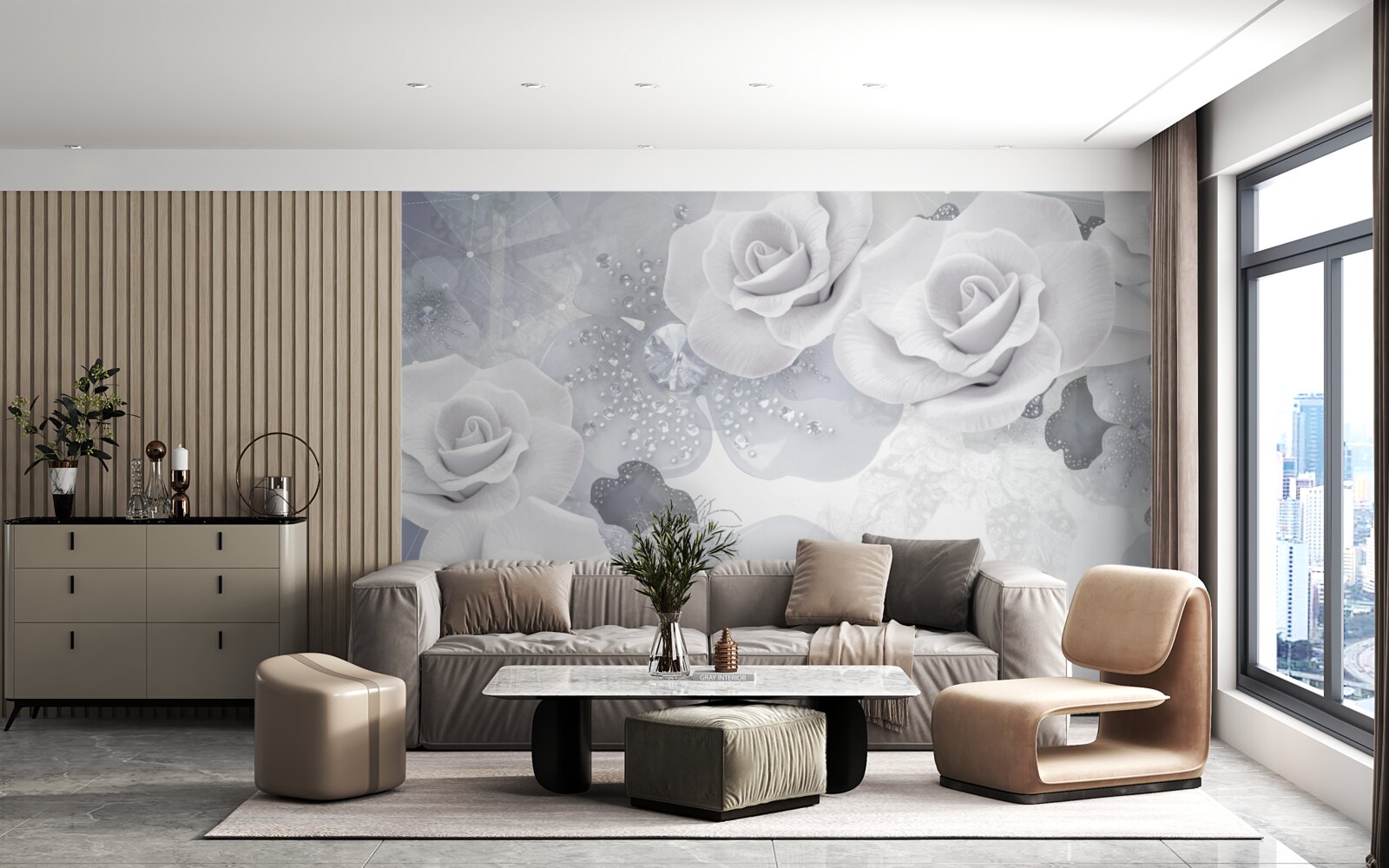 Fototapeta zestaw białych kwiatów na niebieskim tle