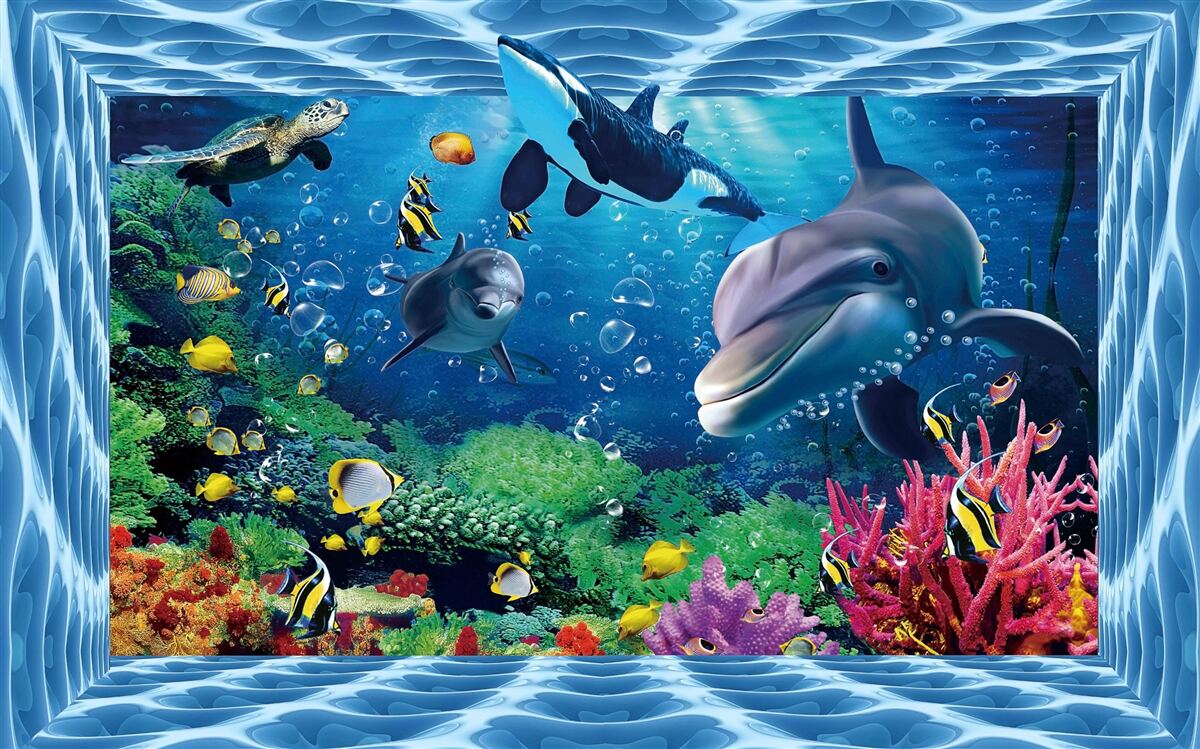 Fototapeta podwodny świat z delfinami