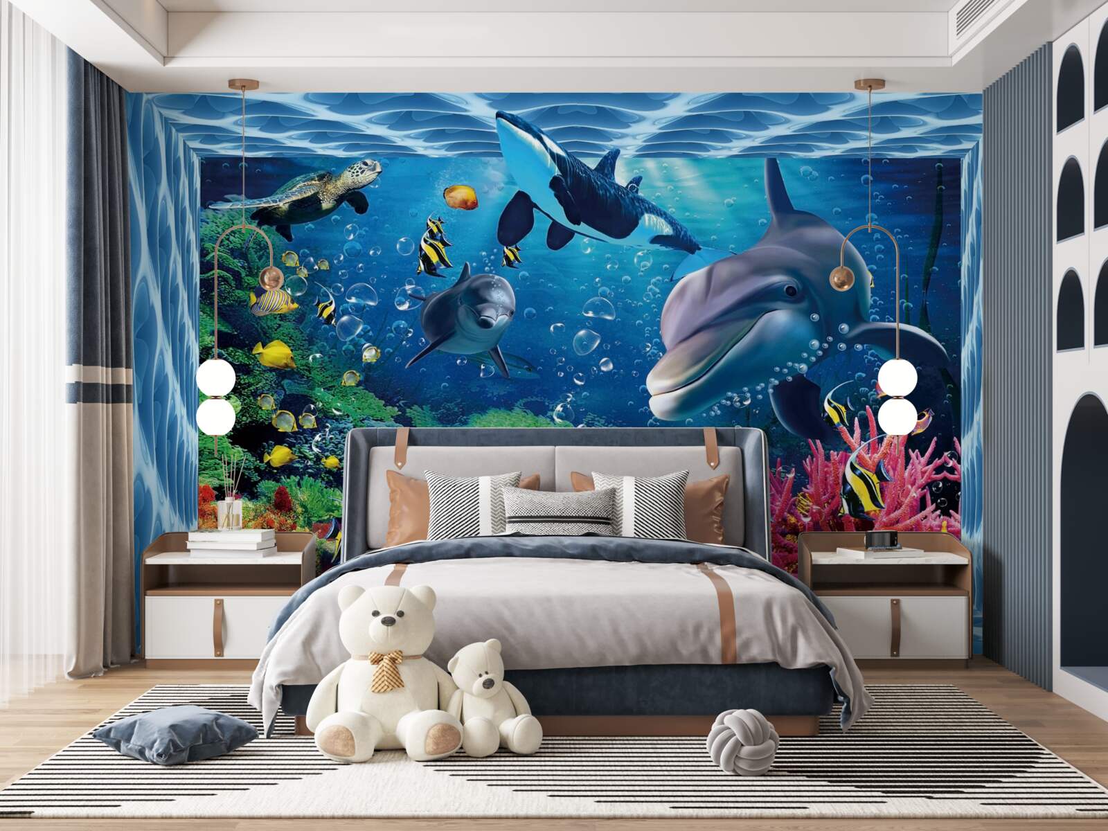 Fototapeta podwodny świat z delfinami
