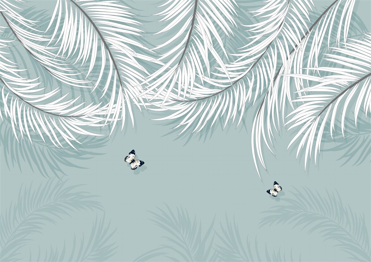 Fototapeta motyle chowają się pod liśćmi palm