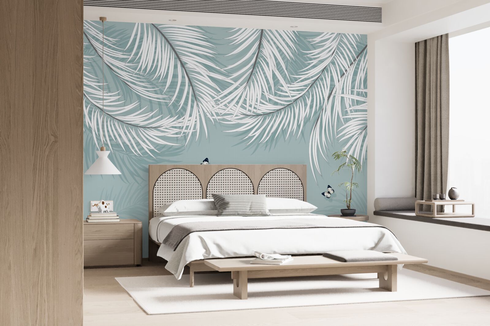 Fototapeta motyle chowają się pod liśćmi palm