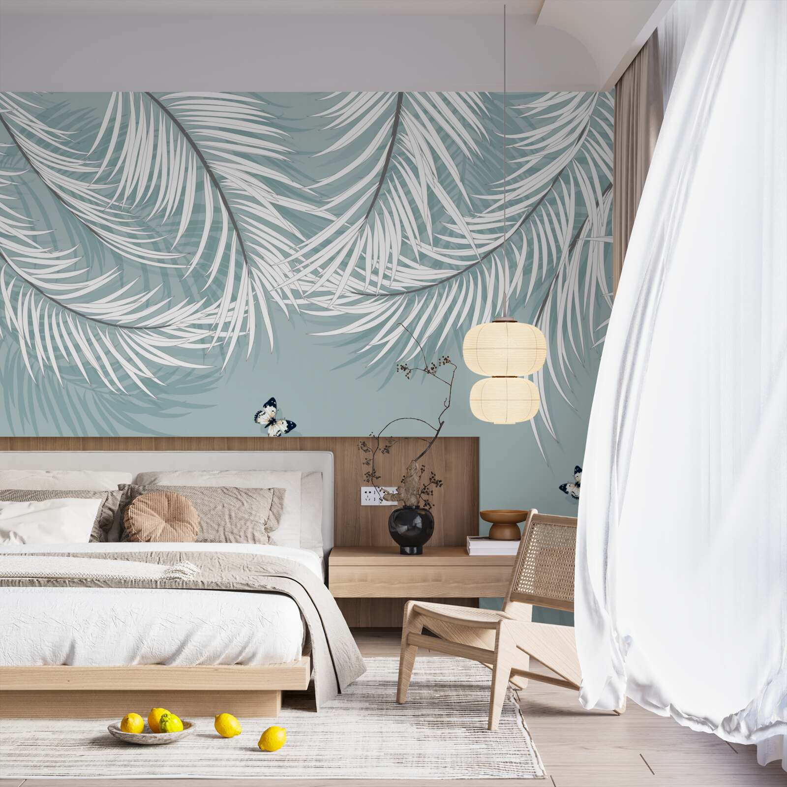 Fototapeta motyle chowają się pod liśćmi palm