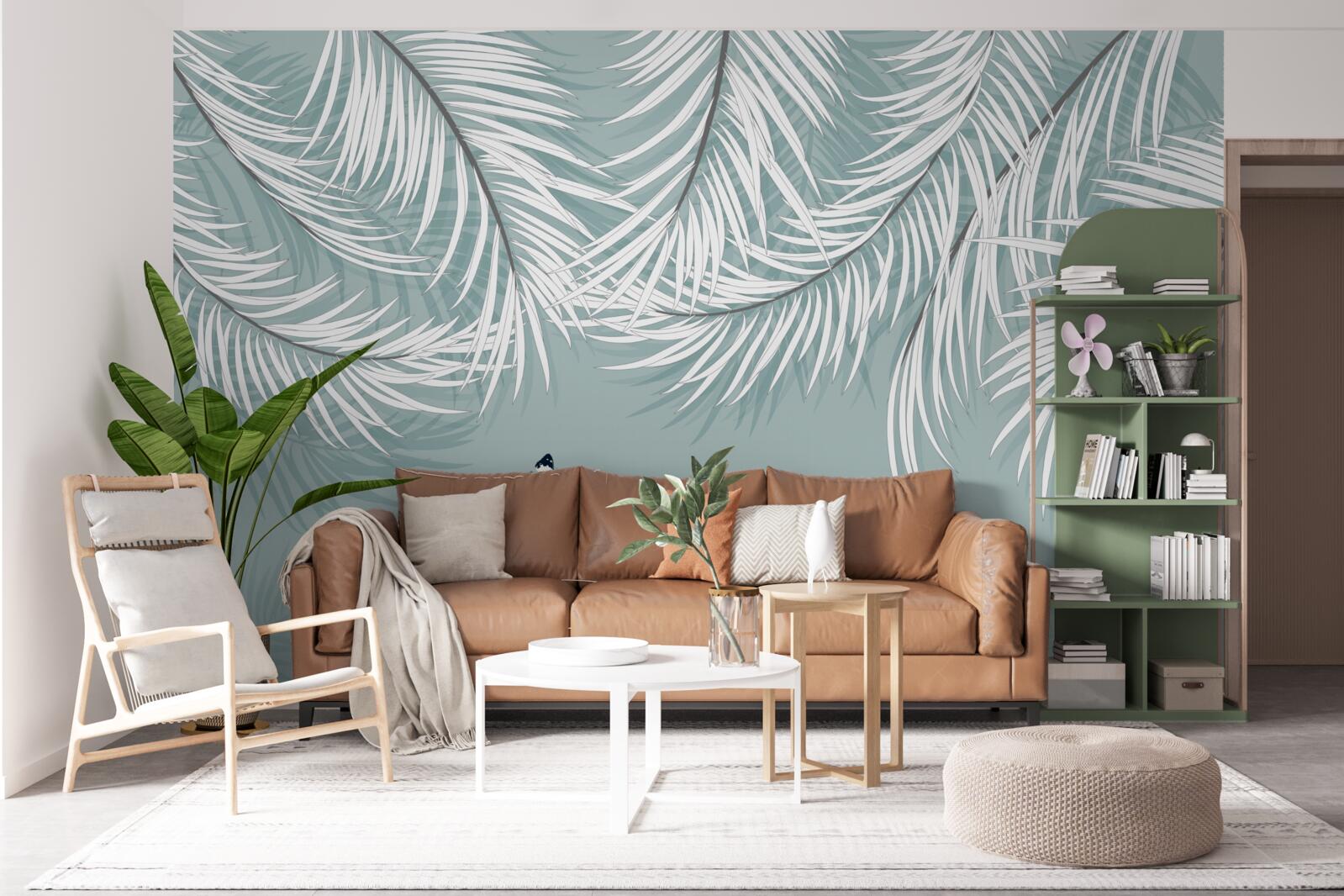 Fototapeta motyle chowają się pod liśćmi palm