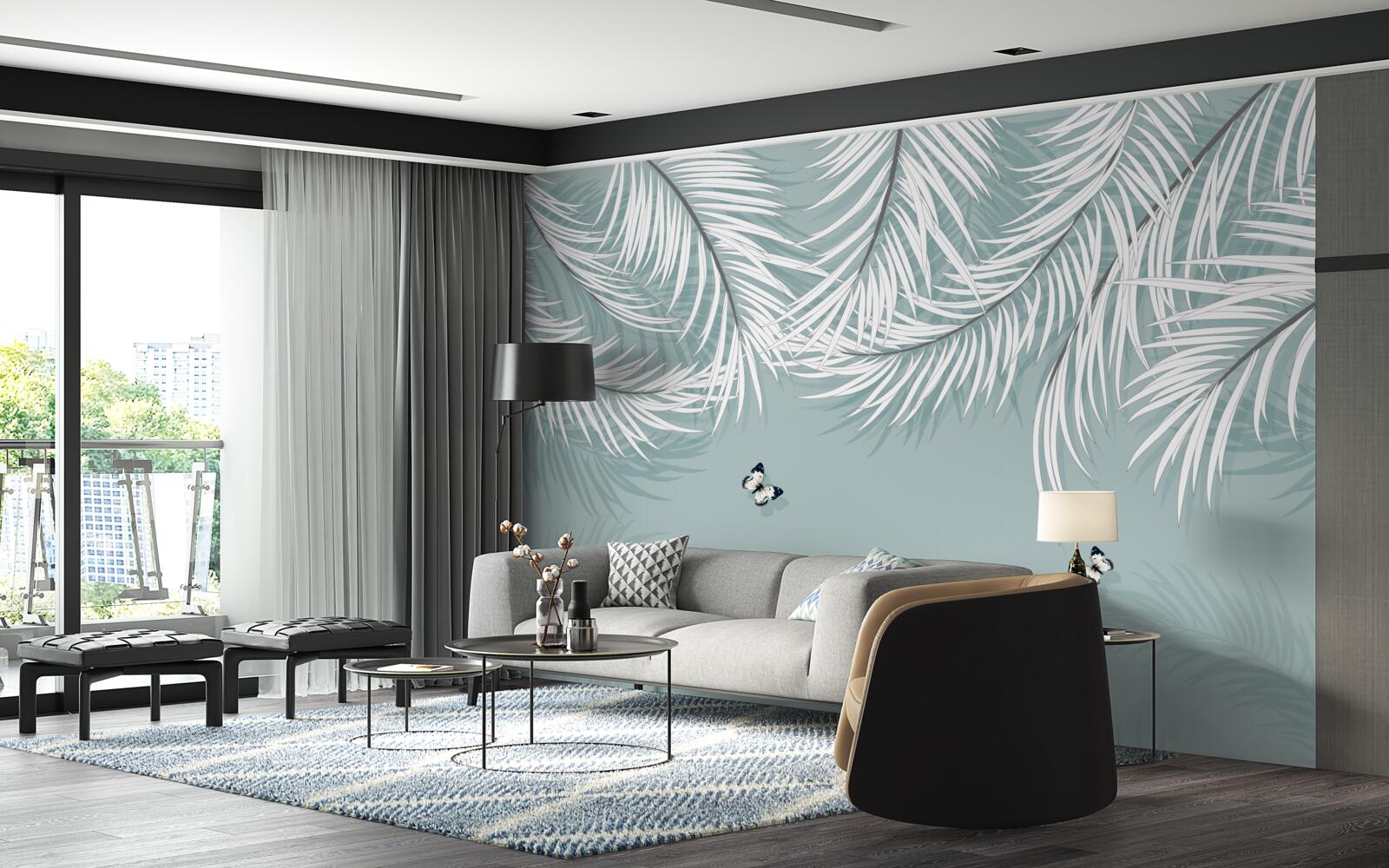 Fototapeta motyle chowają się pod liśćmi palm