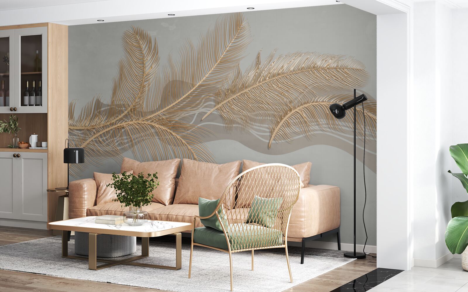 Fototapeta złote liście palm tropikalnych