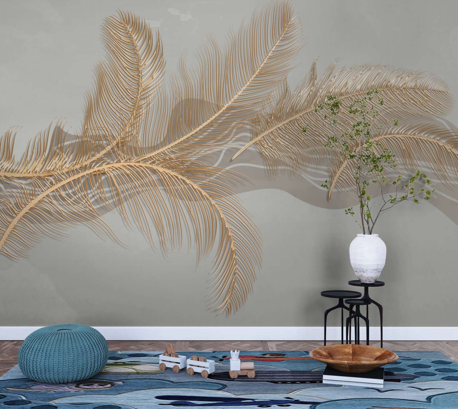 Fototapeta złote liście palm tropikalnych