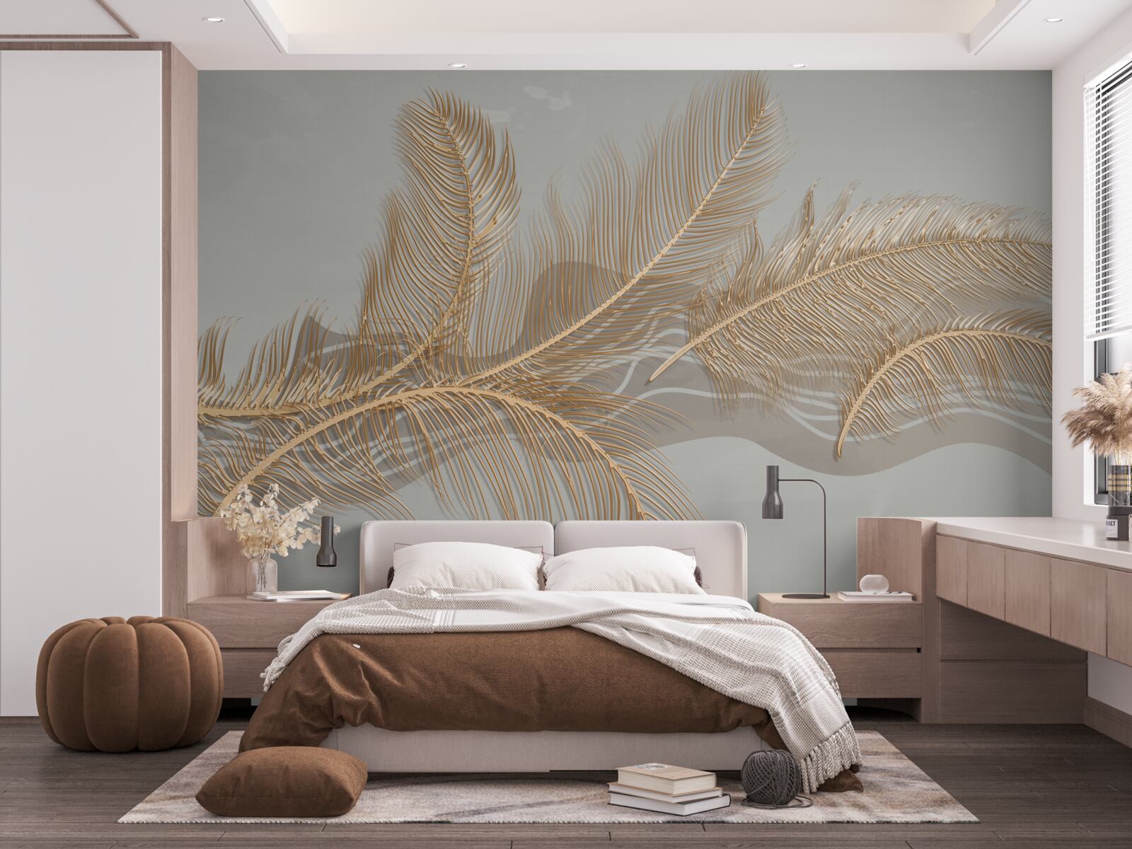 Fototapeta złote liście palm tropikalnych