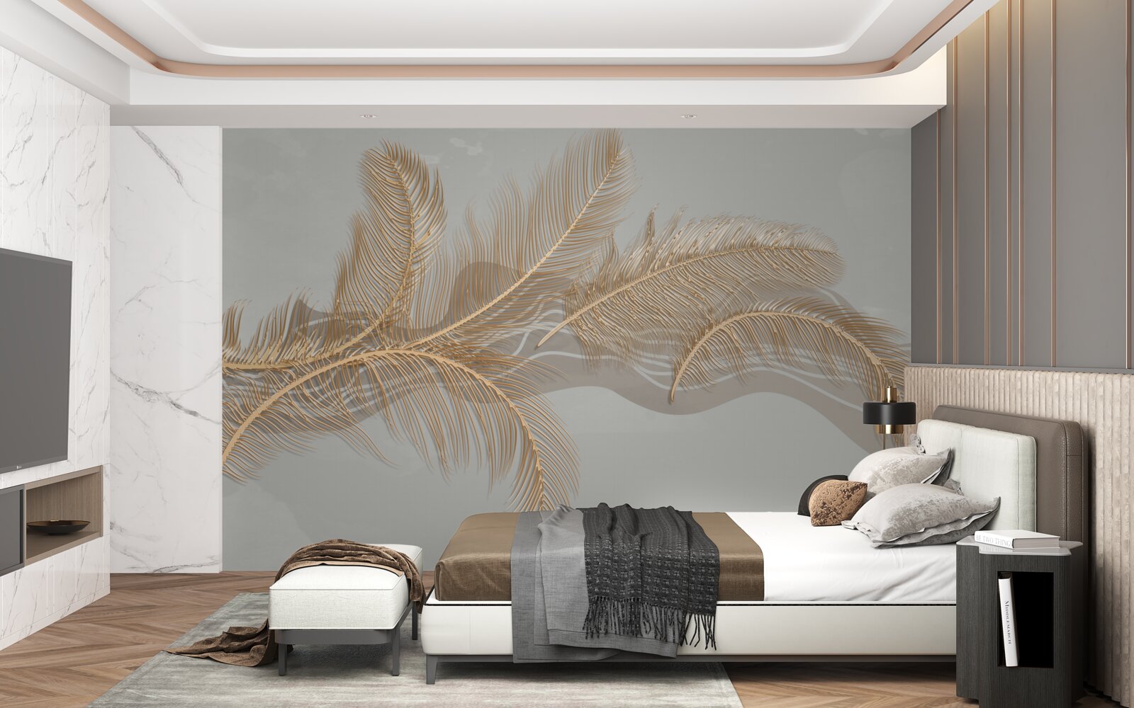 Fototapeta złote liście palm tropikalnych