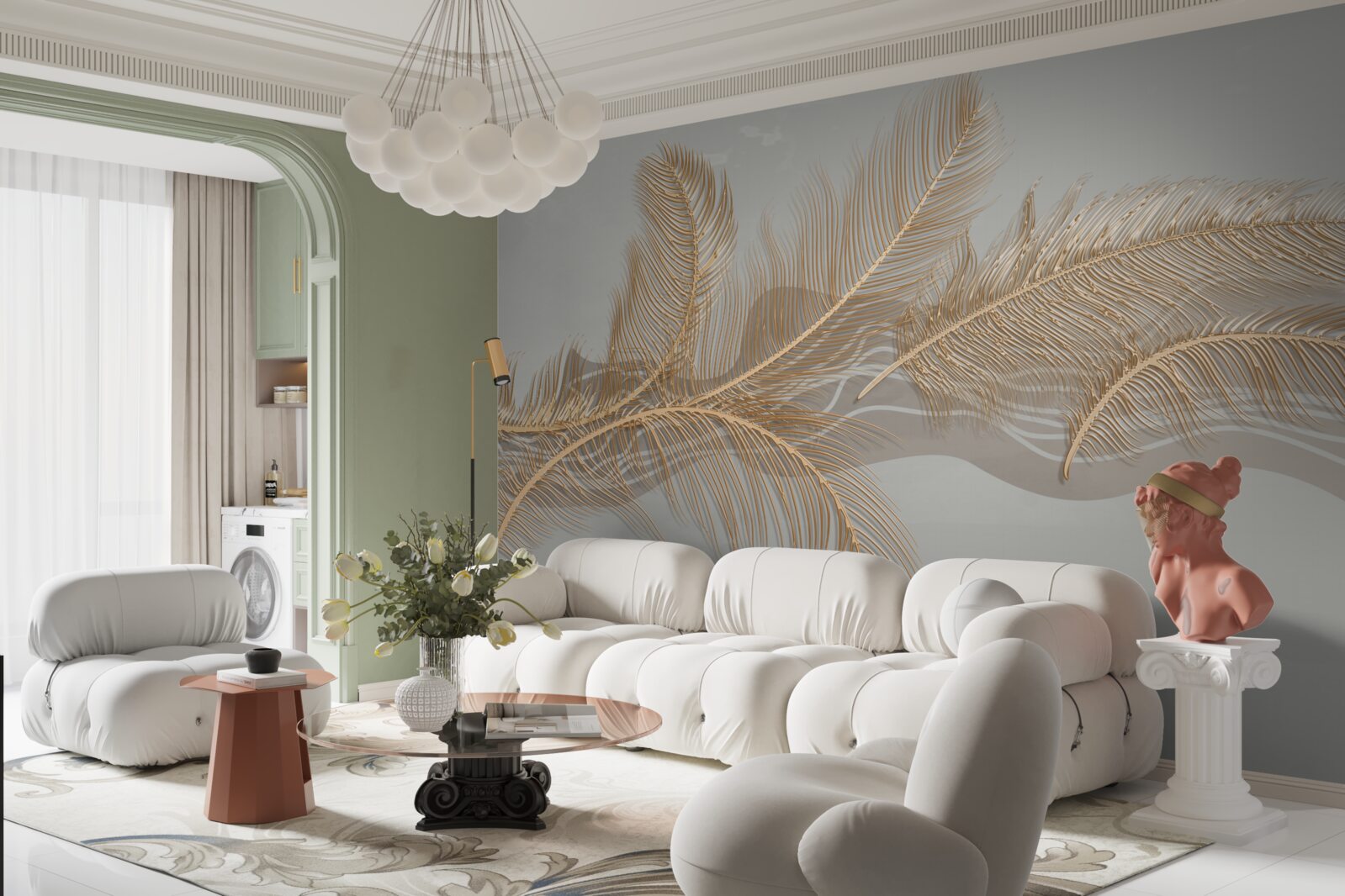 Fototapeta złote liście palm tropikalnych