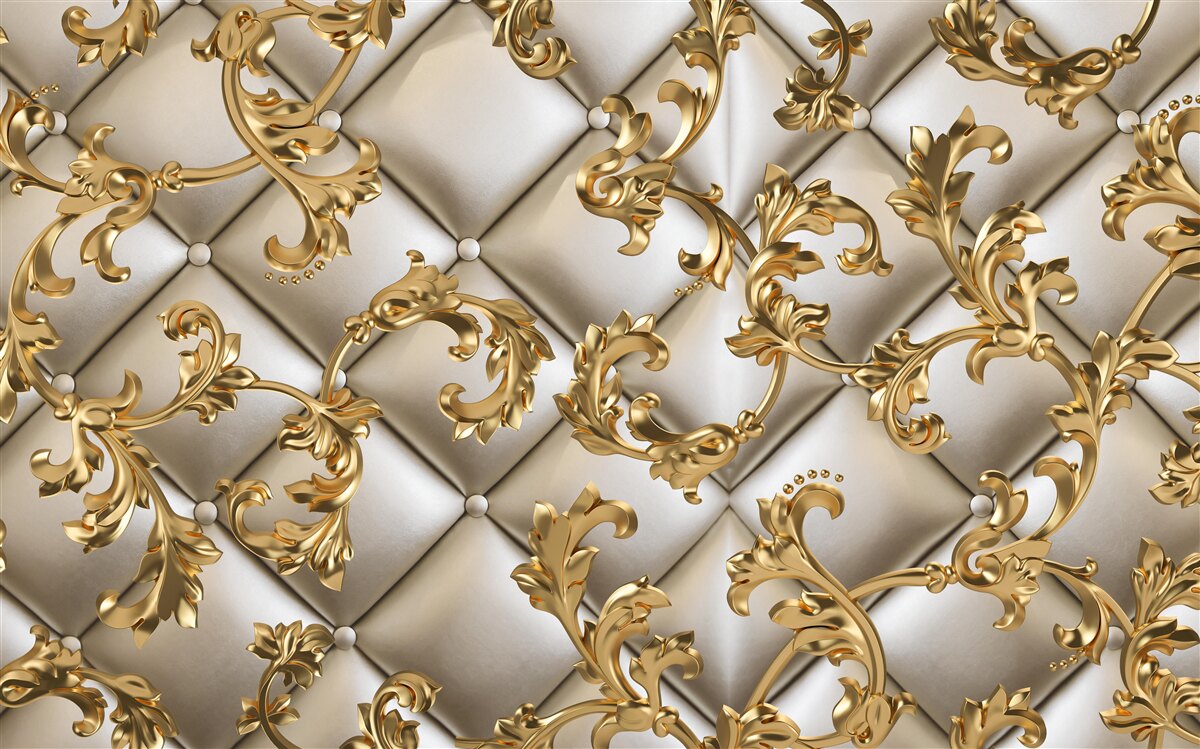 Fototapeta tekstura pod złotymi gałęziami