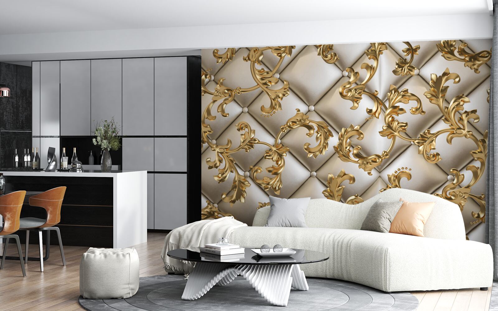 Fototapeta tekstura pod złotymi gałęziami