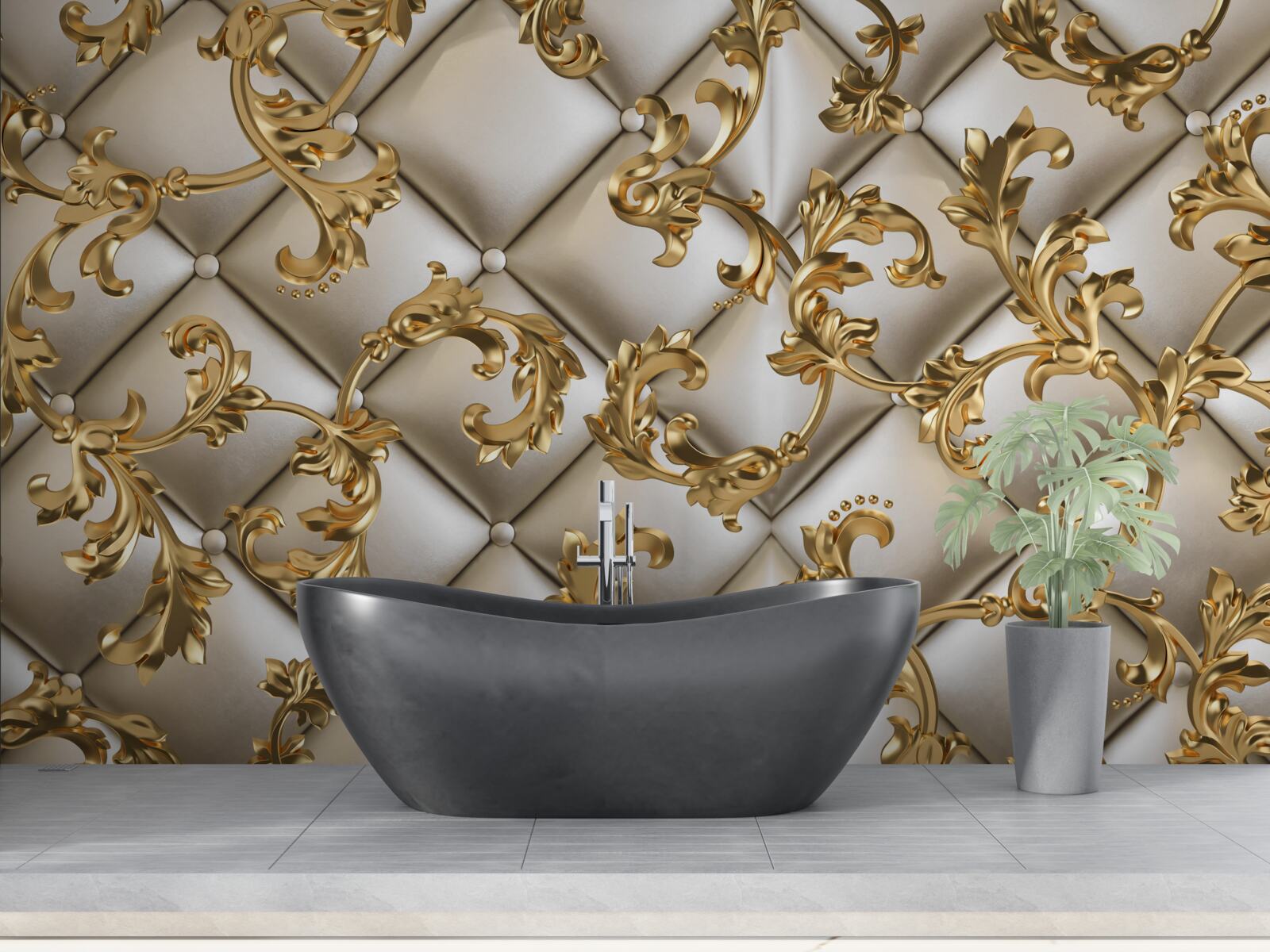 Fototapeta tekstura pod złotymi gałęziami