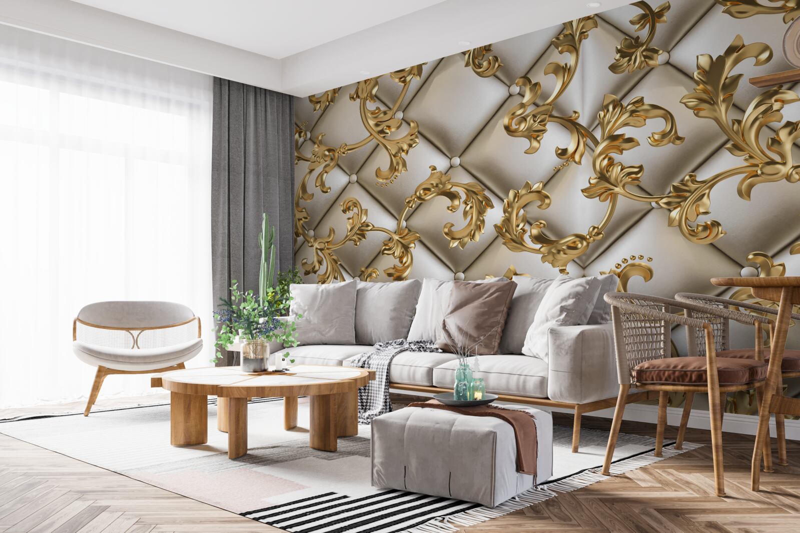 Fototapeta tekstura pod złotymi gałęziami