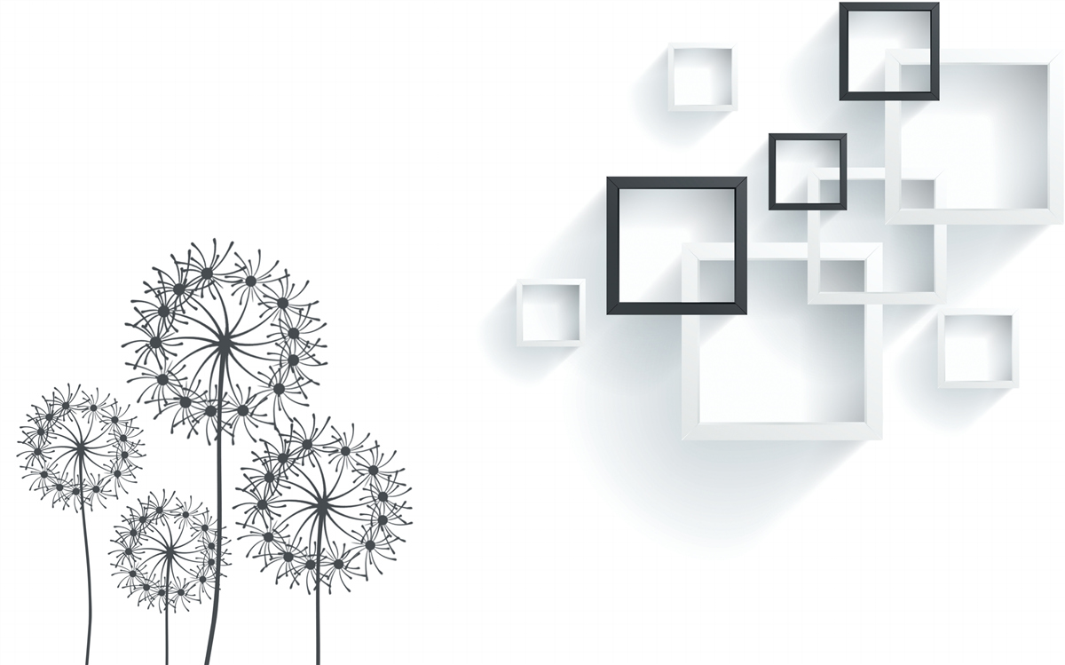 Fototapeta geometryczne kształty na białym tle z mleczami