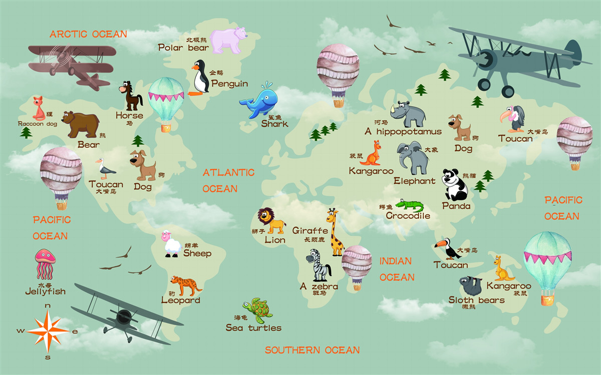 Fototapeta mapa świata dla dzieci