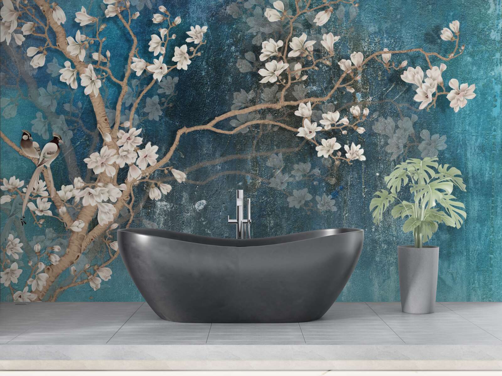 Fototapeta magnolia w pełnym rozkwicie i zapadająca ciemność