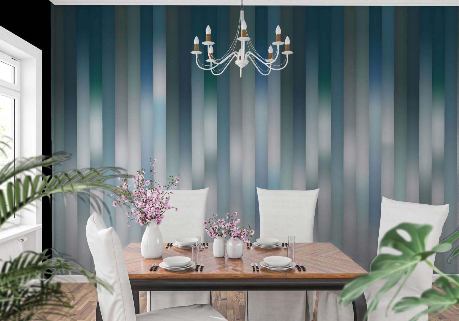 Fototapeta linie biegnące pionowo tworzą gradient w dół