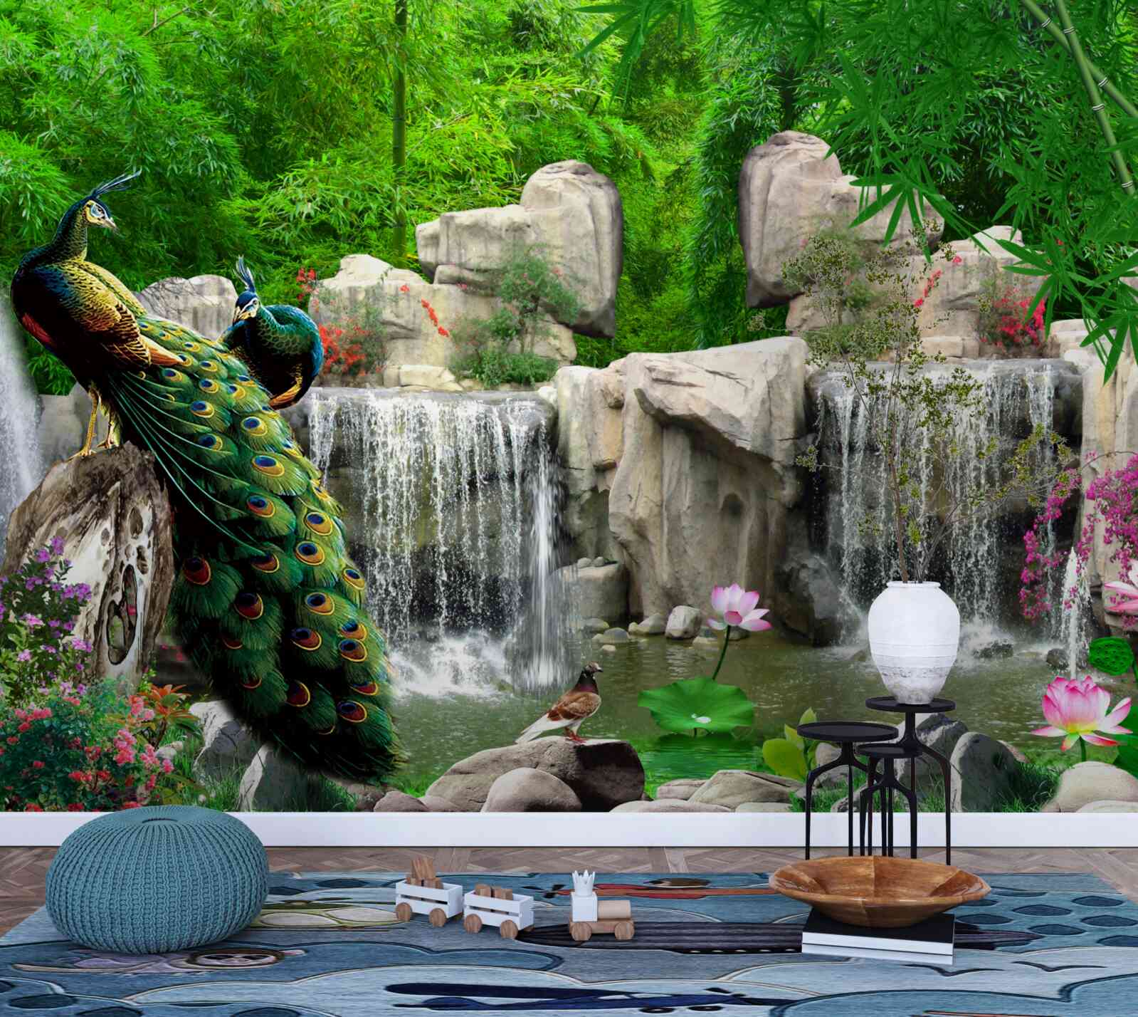 Fototapeta ciche stawy w bujnym, zielonym lesie