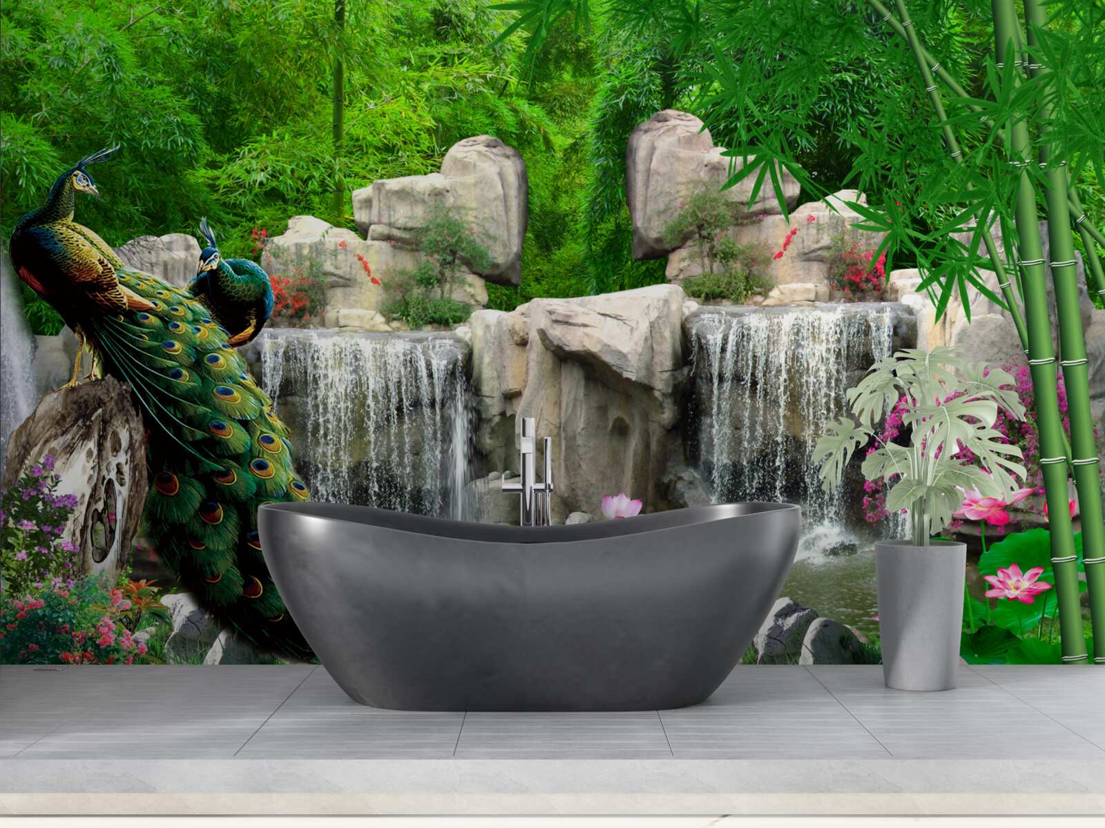 Fototapeta ciche stawy w bujnym, zielonym lesie