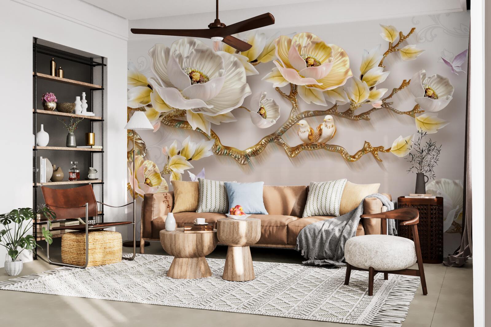 Fototapeta biżuteria i złoto w kształcie gałązek magnolii