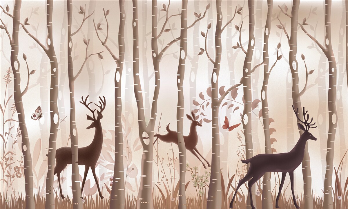 Fototapeta smukły las jest miejscem spacerów jeleni