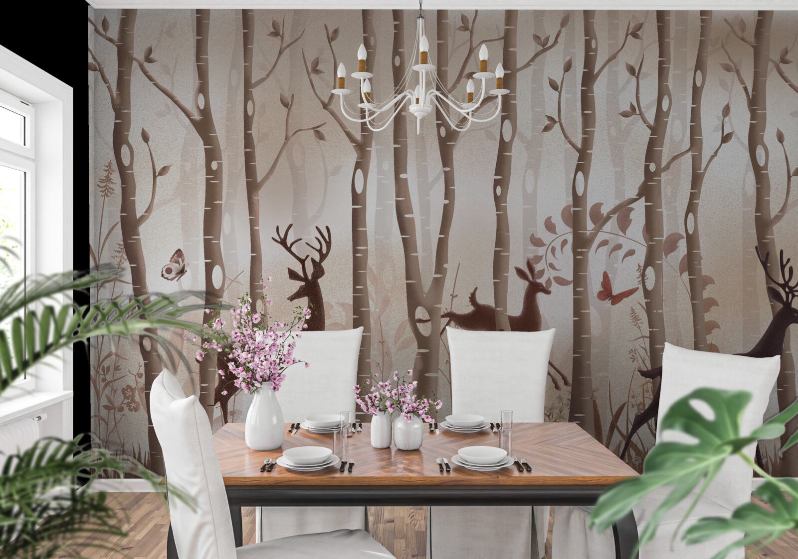 Fototapeta smukły las jest miejscem spacerów jeleni