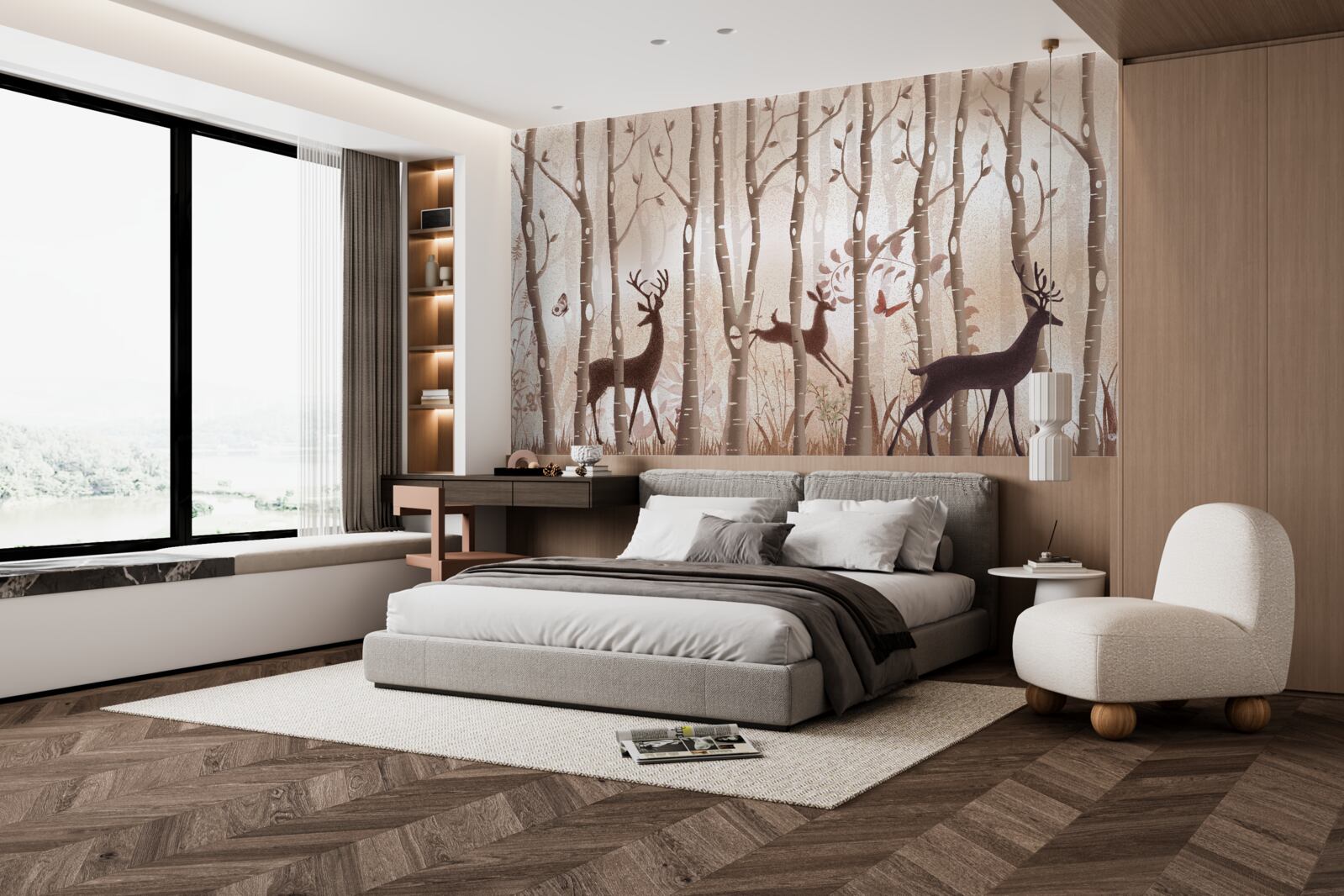 Fototapeta smukły las jest miejscem spacerów jeleni