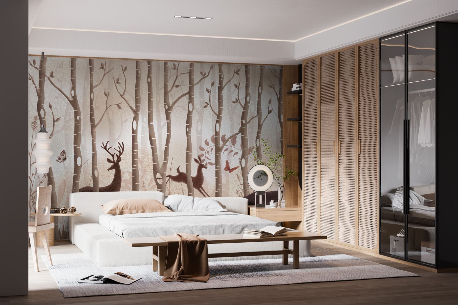 Fototapeta smukły las jest miejscem spacerów jeleni