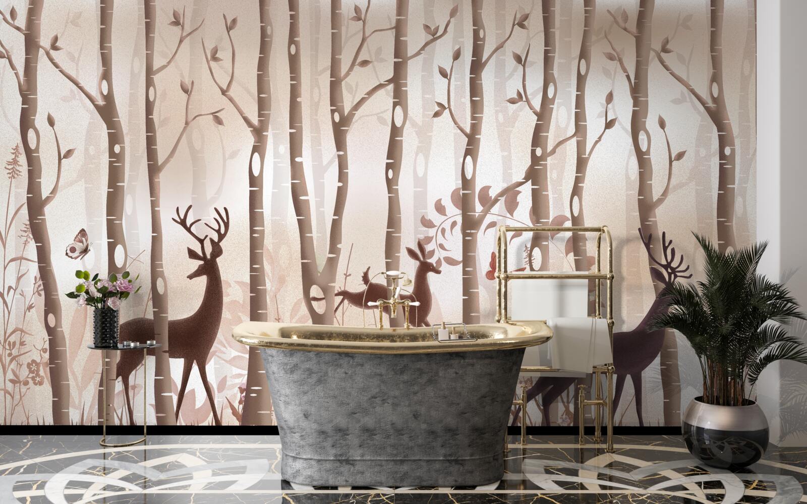 Fototapeta smukły las jest miejscem spacerów jeleni