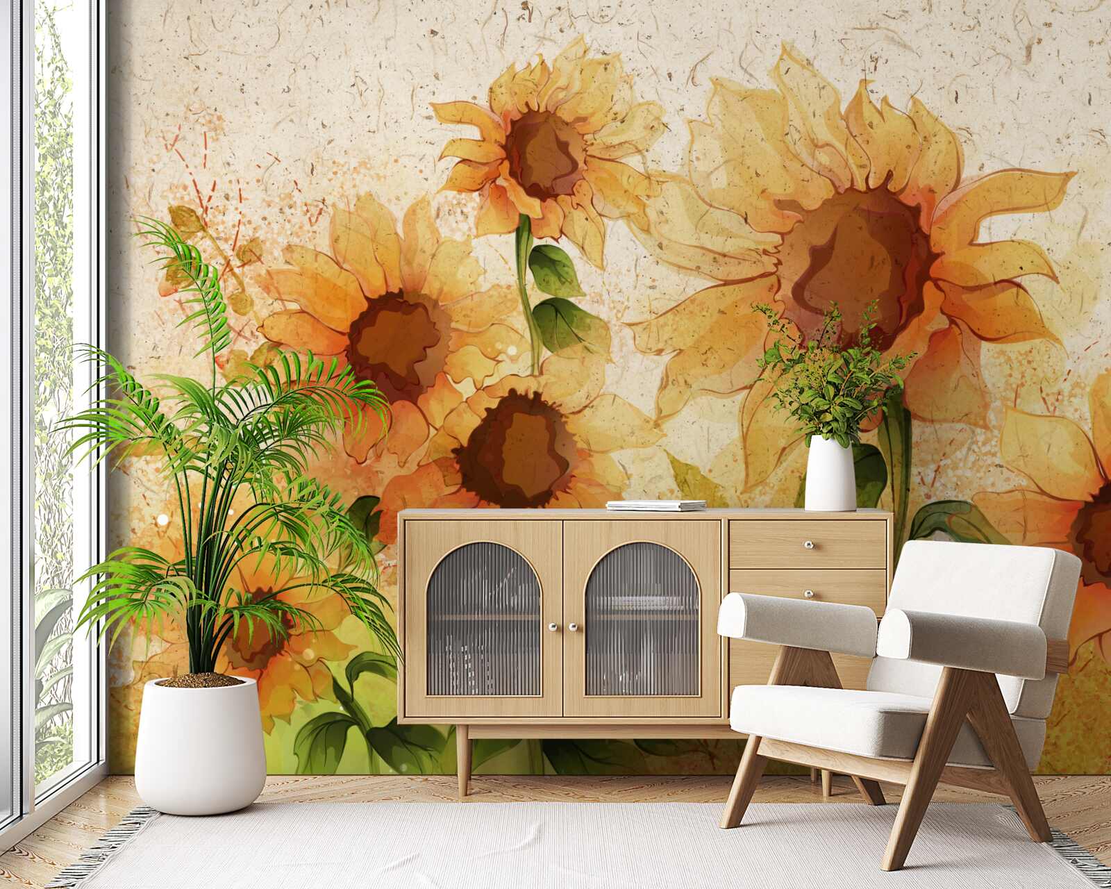 Fototapeta zapalające złote słoneczniki