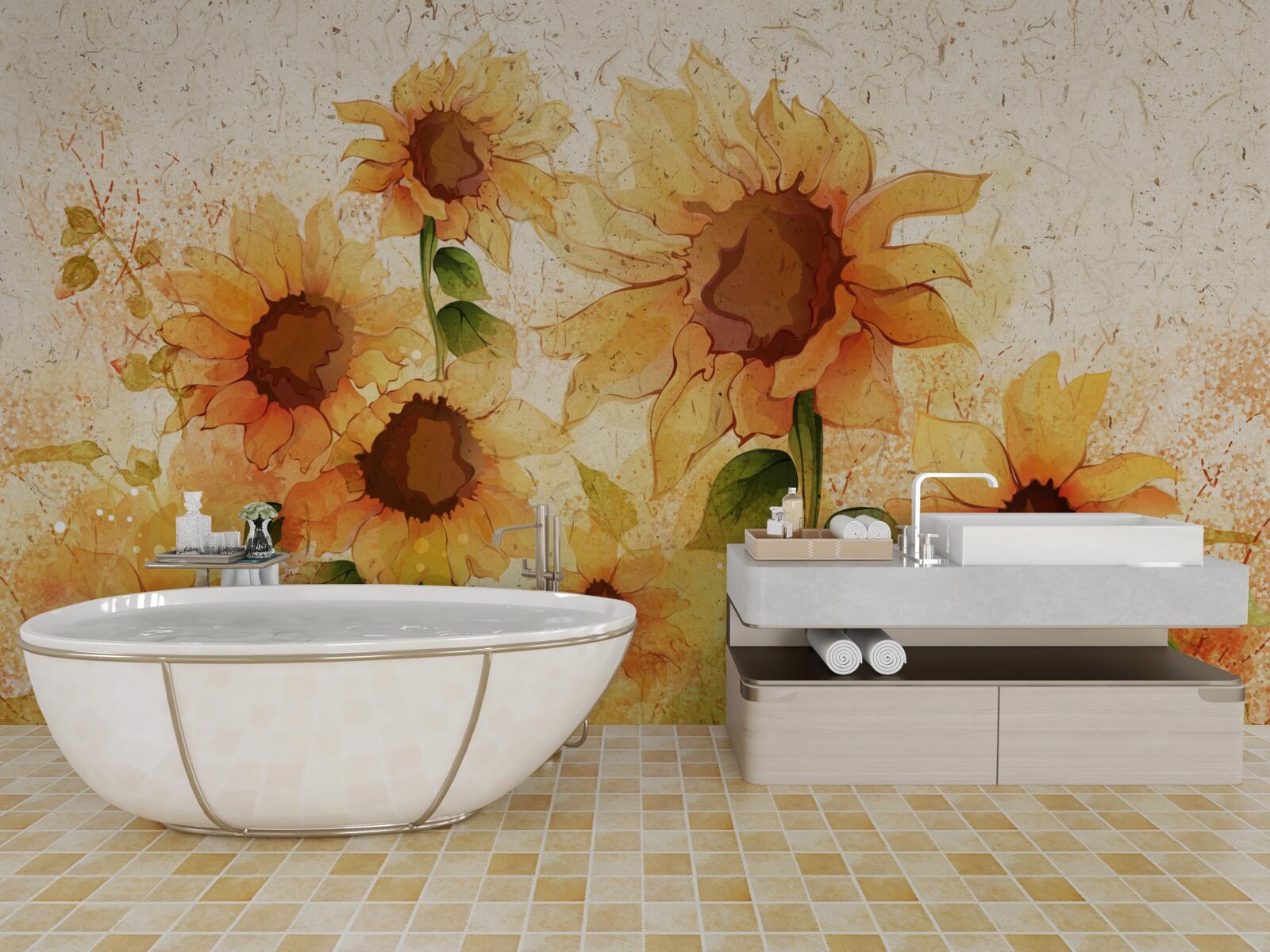 Fototapeta zapalające złote słoneczniki