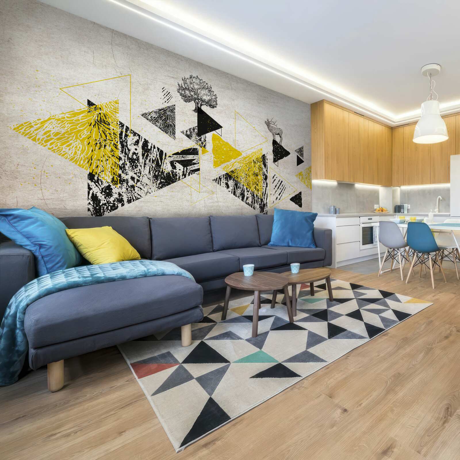 Fototapeta abstrakcyjna geometria jesiennego lasu