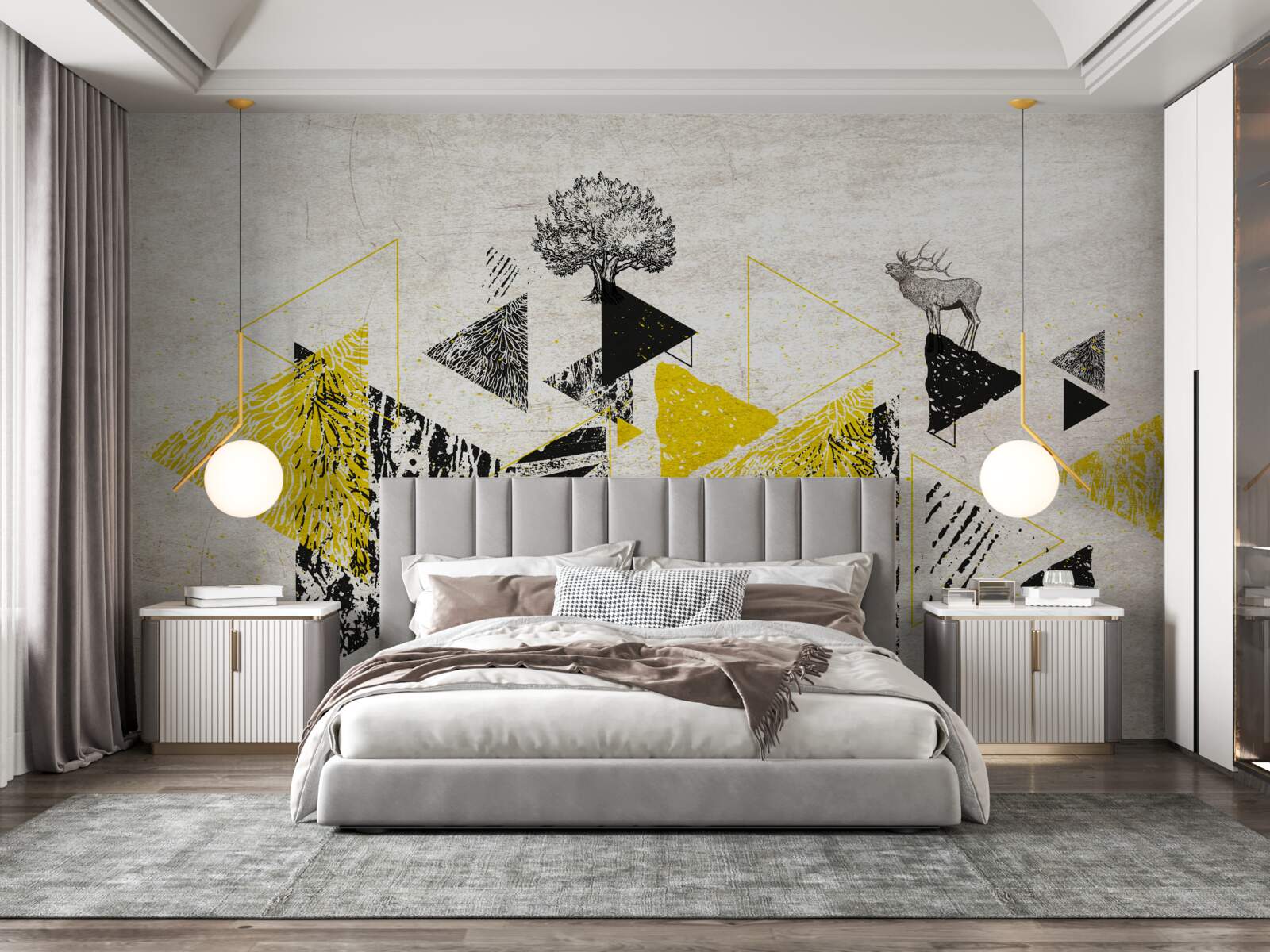 Fototapeta abstrakcyjna geometria jesiennego lasu